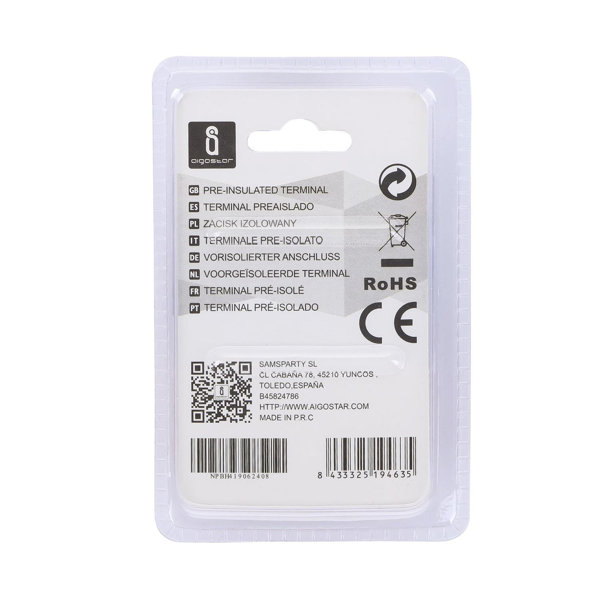 Rundsteckverbinder, isoliert, 20 Stk., 2 - 4 mm², 20,4 x 6,7 x 4,9 mm, gelb.