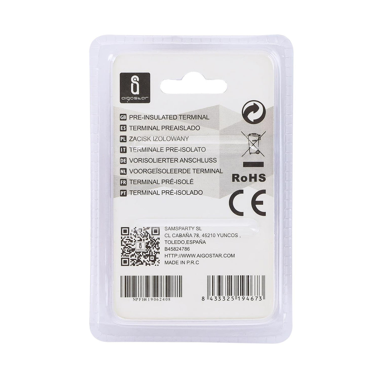 Rundsteckverbinder, isoliert, 15 Stk., 3,5 - 5 mm², 24,5 x 8 x 6,2 mm, rot.