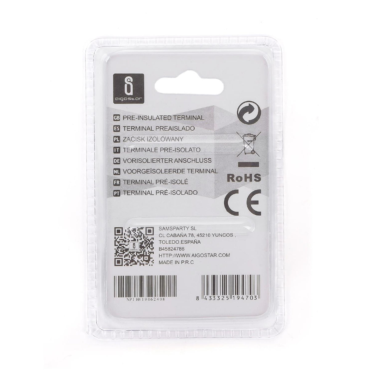 Rundsteckverbinder, isoliert, 15 Stk., 5,5 - 6 mm², 28 x 11,7 x 6,7 mm, rot.