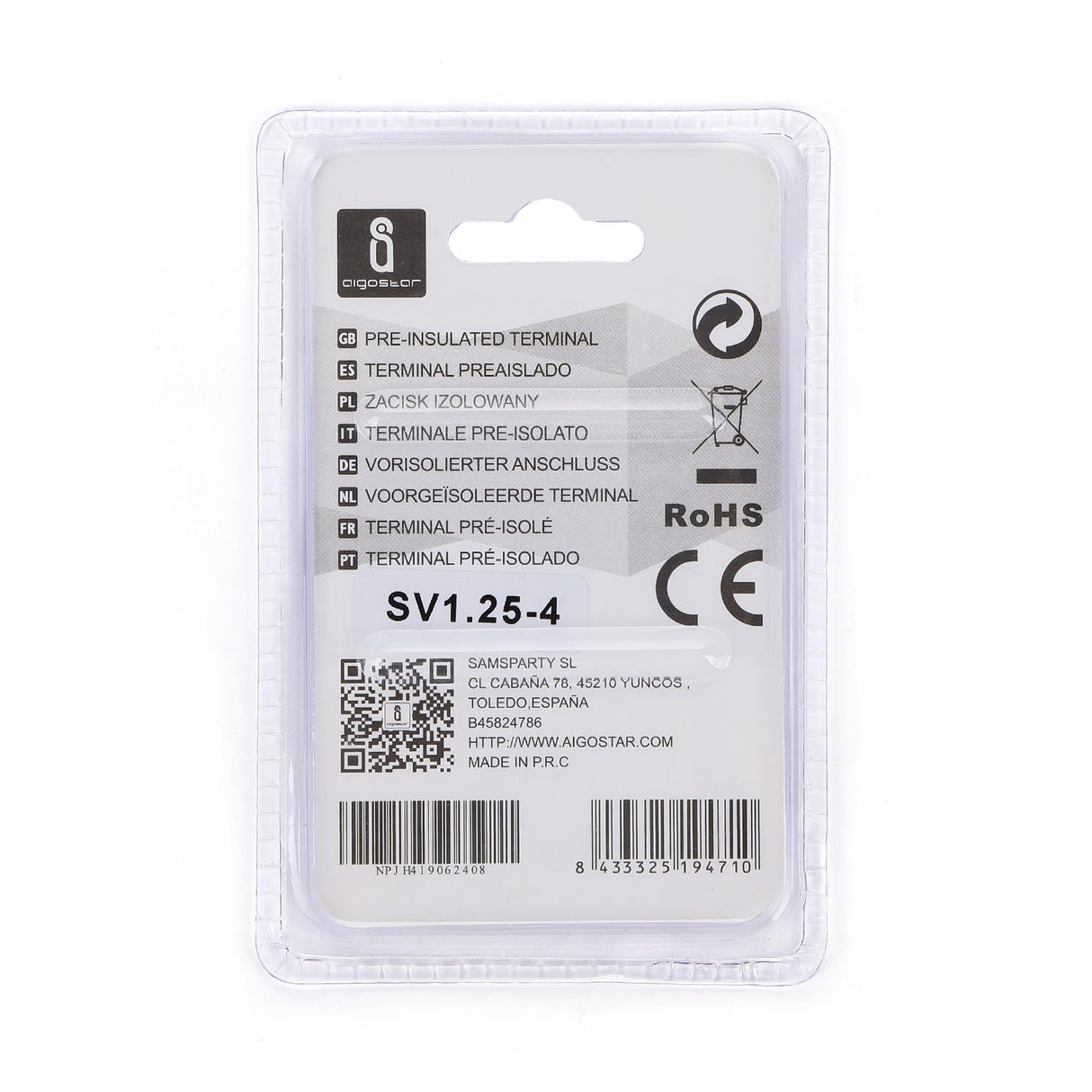 Gabel-Kabelschuhe, isoliert, 20 Stk., 1,25 - 4 mm², 21,7 x 6,4 x 4,3 mm, schwarz.