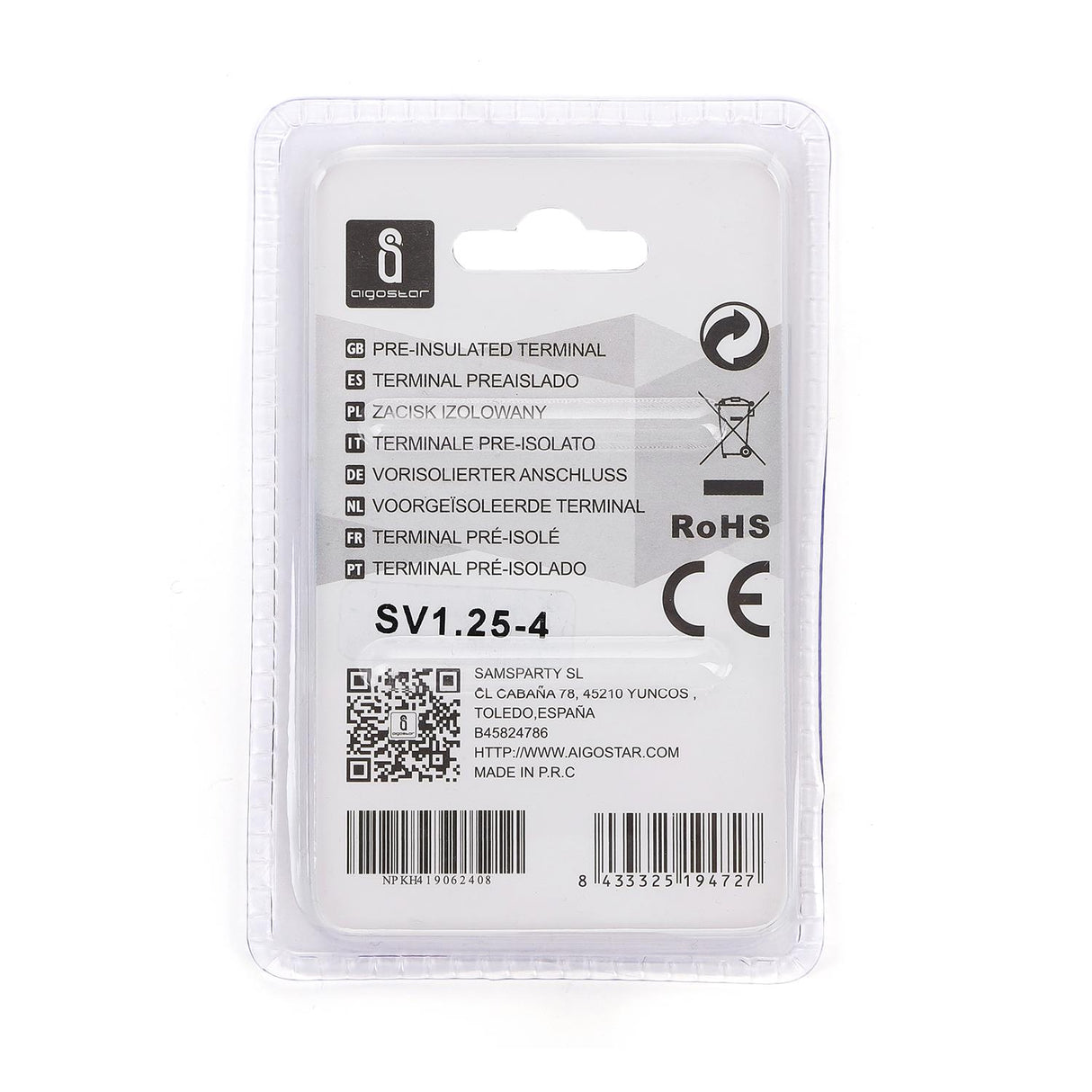 Gabel-Kabelschuhe, isoliert, 20 Stk., 1,25 - 4 mm², 21,7 x 6,4 x 4,3 mm, gelb.