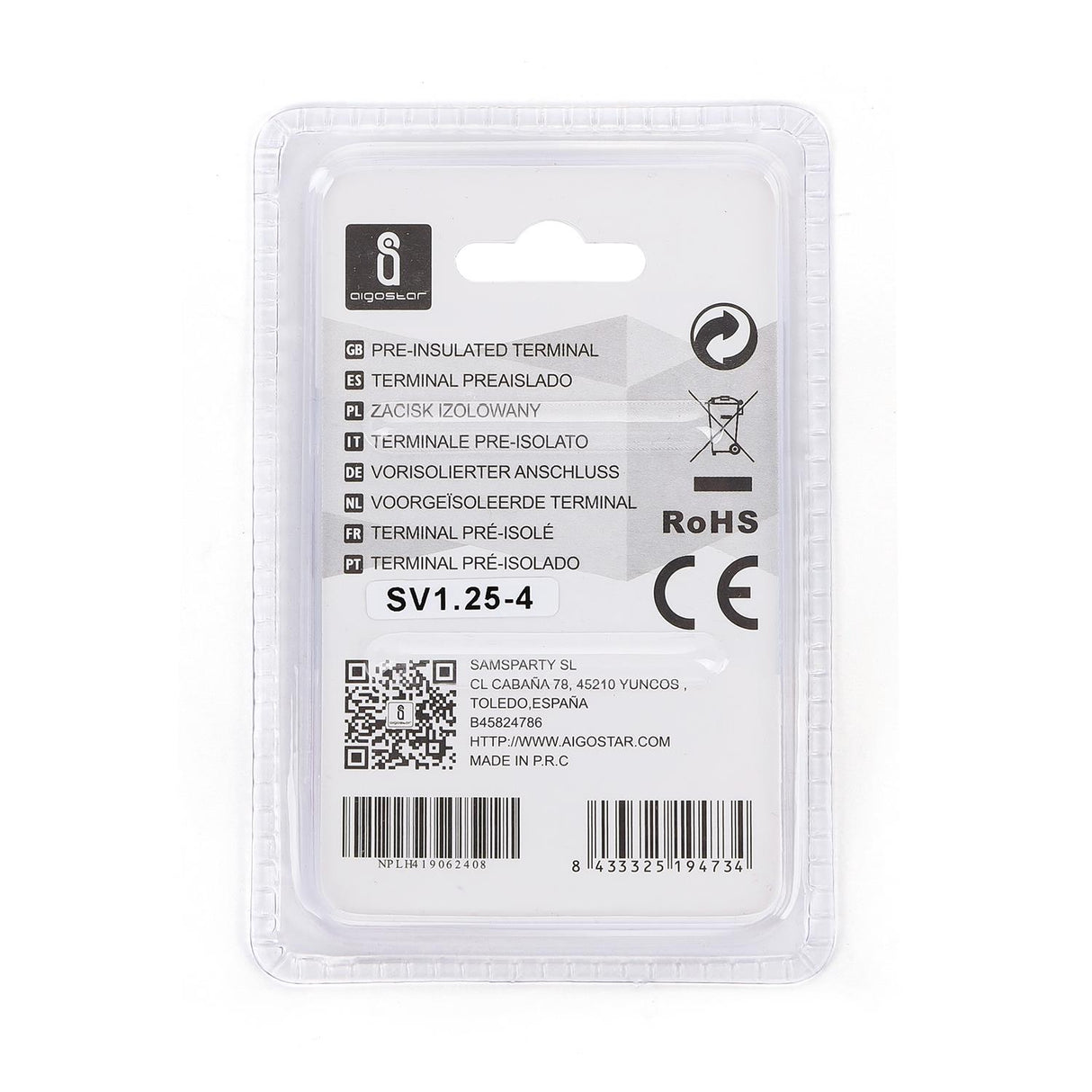 Gabel-Kabelschuhe, isoliert, 20 Stk., 1,25 - 4 mm², 21,7 x 6,4 x 4,3 mm, rot.