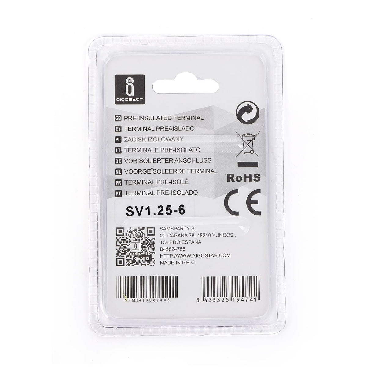 Gabel-Kabelschuhe, isoliert, 20 Stk., 1,25 - 6 mm², 21,2 x 9,5 x 4,3 mm, schwarz.