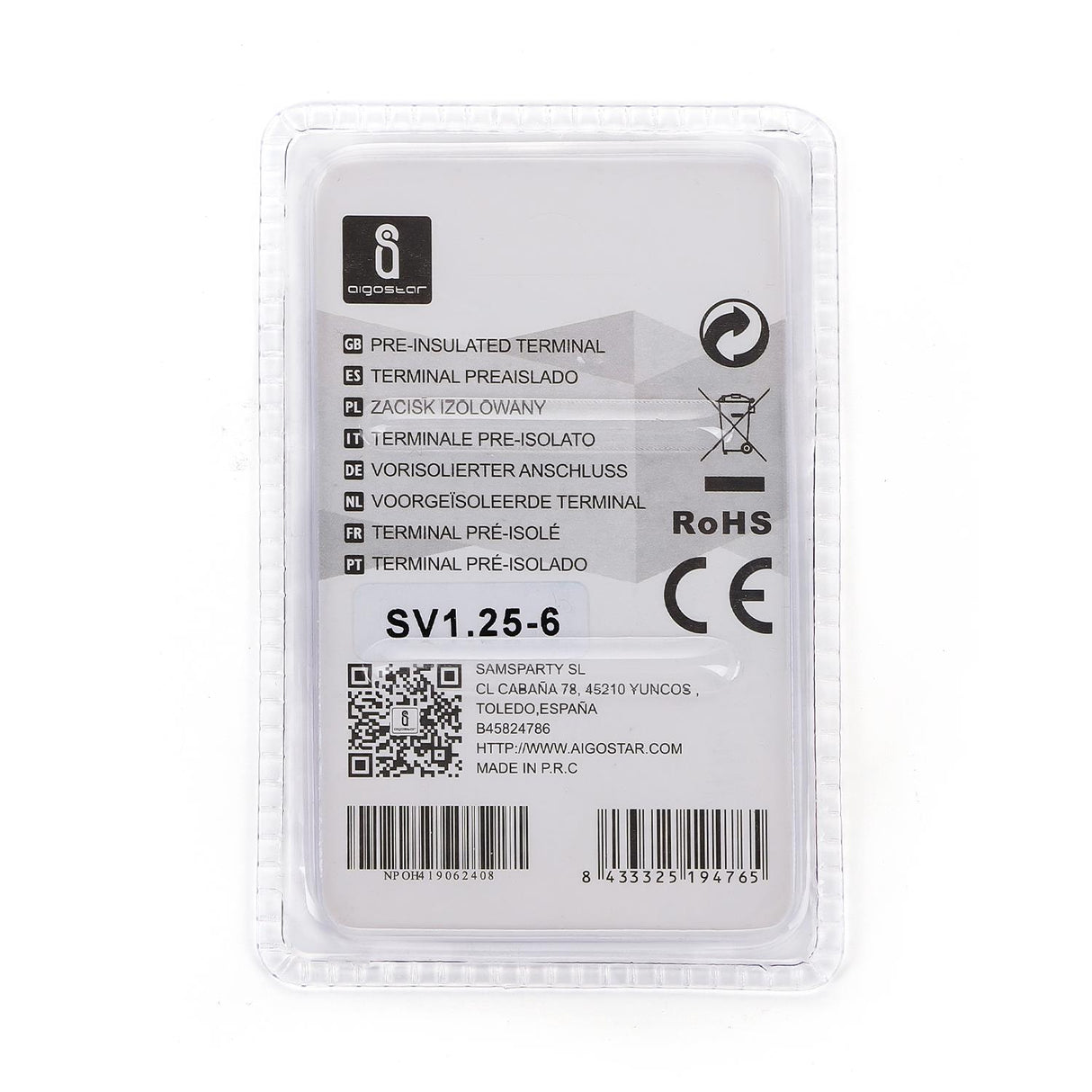 Gabel-Kabelschuhe, isoliert, 20 Stk., 1,25 - 6 mm², 21,2 x 9,5 x 4,3 mm, schwarz.