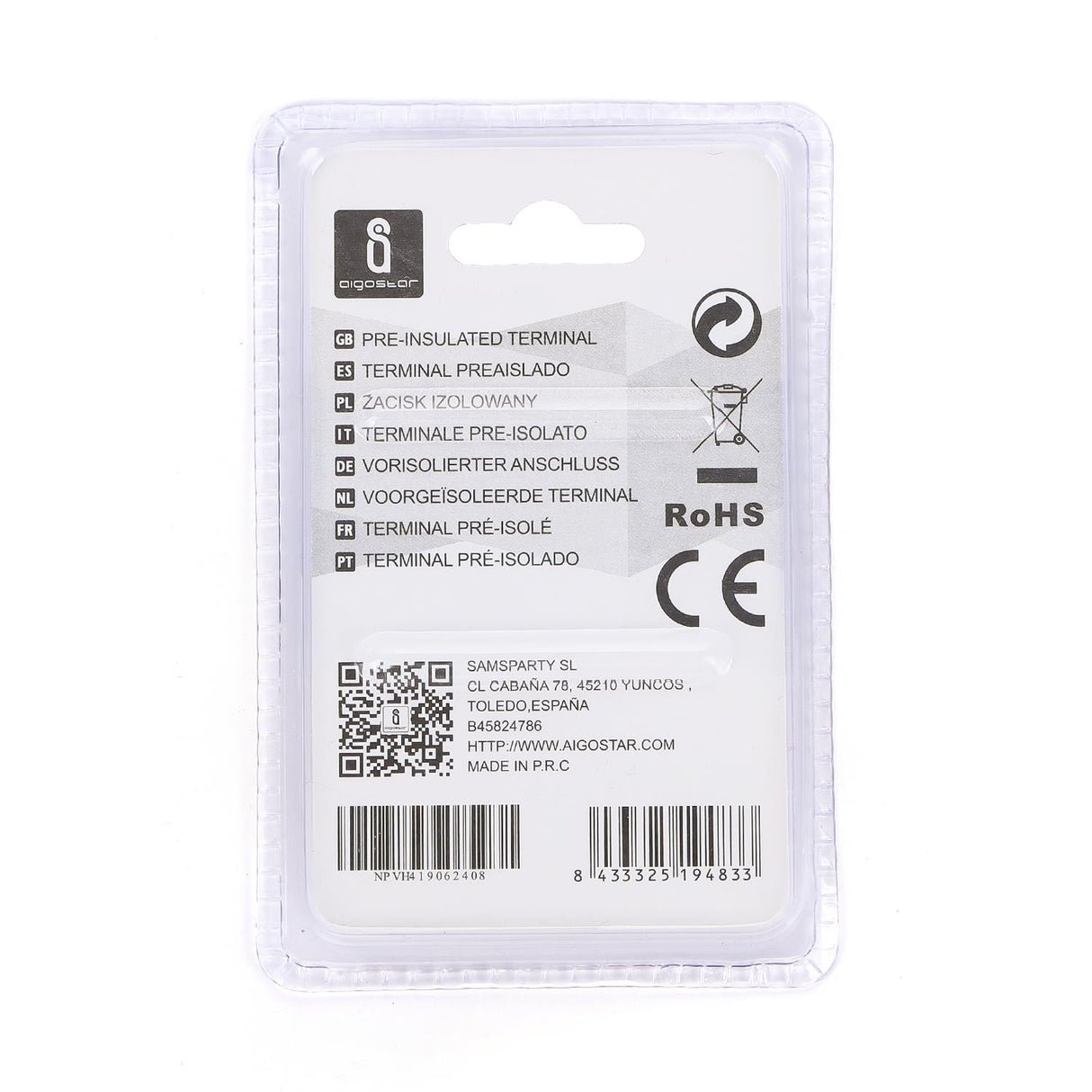 Stiftkabelschuhe, isoliert, 20 Stk., PTV 2-10 mm, 20 x 4,3 x 4,3 mm, gelb.