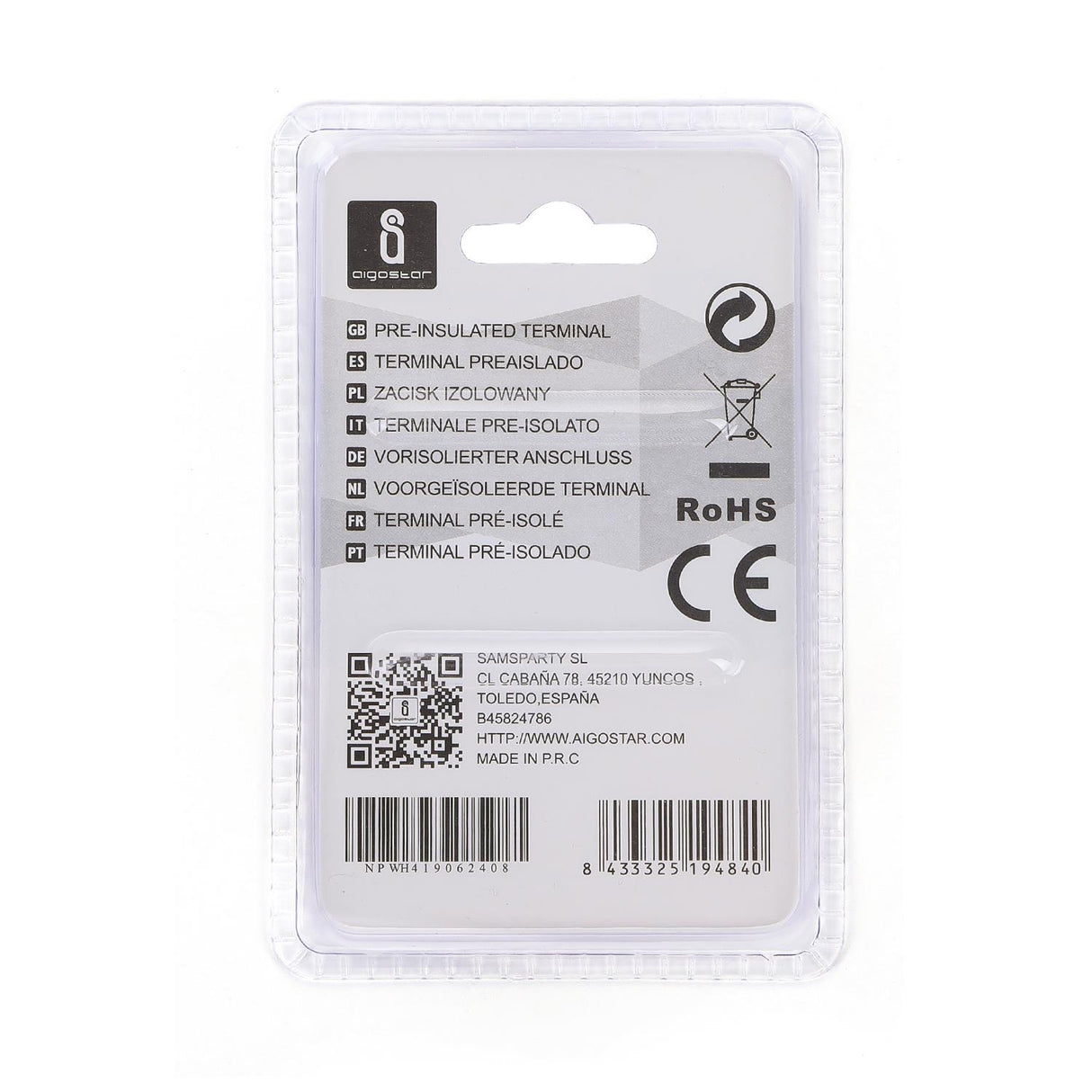 Stiftkabelschuhe, isoliert, 15 Stk., PTV 5,5-13 mm, 25,5 x 6,7 x 6,7 mm, gelb.