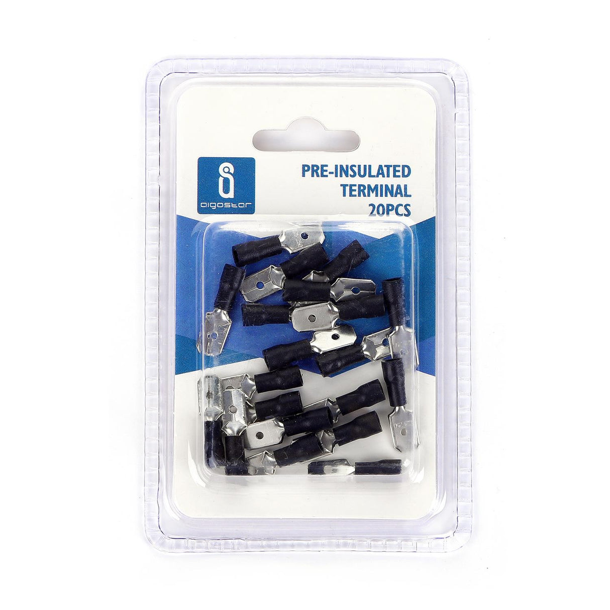 Flachsteckhülse, isoliert, 20 Stk., MDD 1,25 - 250 mm, 21 x 6,35 x 4,3 mm, schwarz.