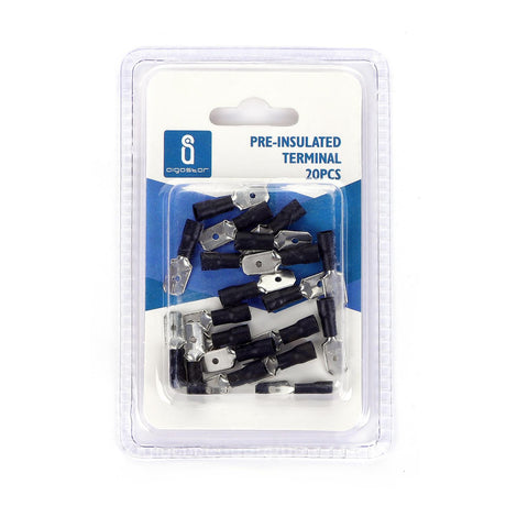 Flachsteckhülse, isoliert, 20 Stk., MDD 1,25 - 250 mm, 21 x 6,35 x 4,3 mm, schwarz.