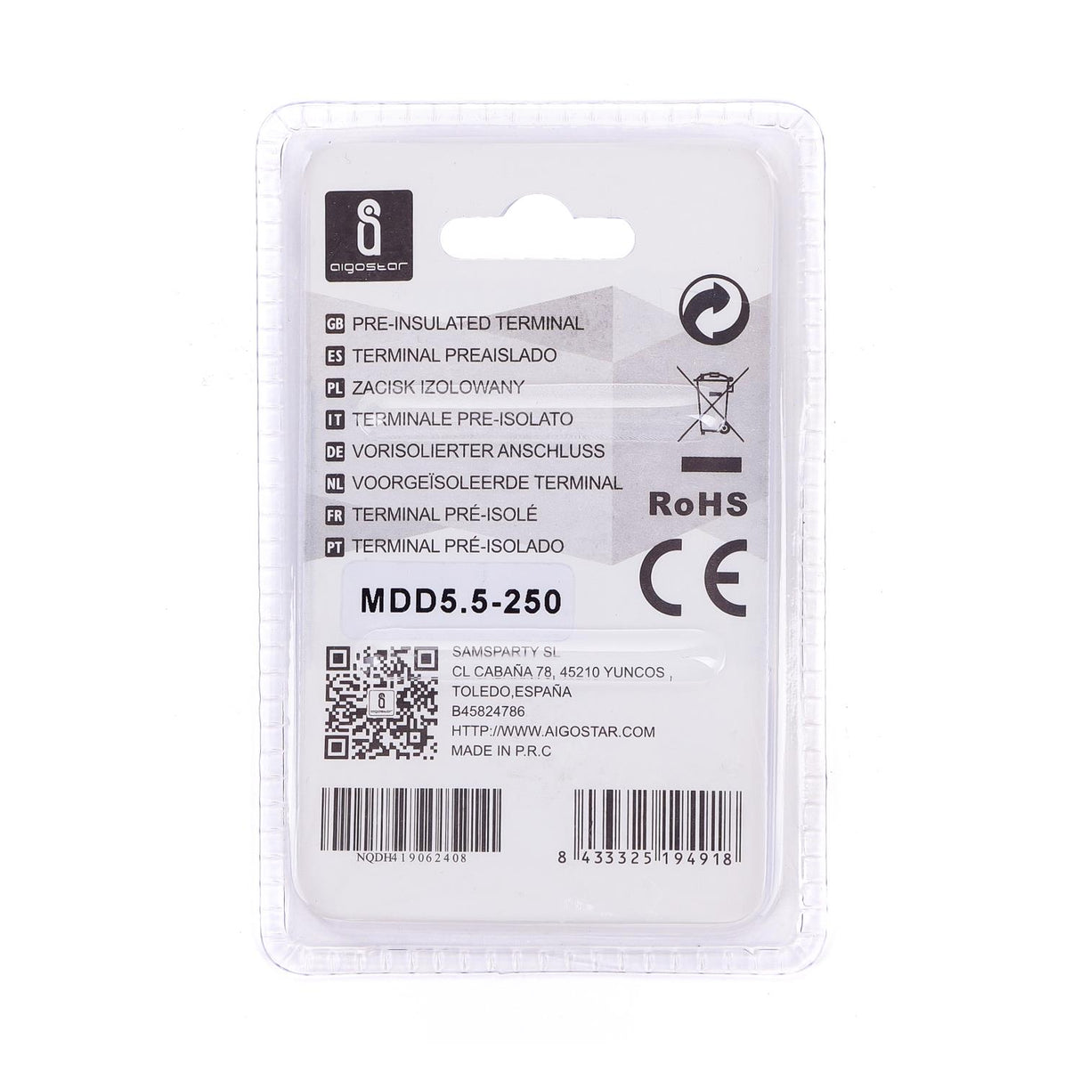 Flachsteckhülse, isoliert, 15 Stk., MDD 5,5 - 250 mm, 25 x 6,35 x 5,7 mm, schwarz.