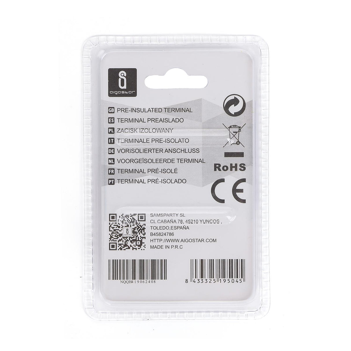 Stoß-/Schrumpfverbinder, isoliert, 20 Stk., 1,25 mm², 26 x 1,7 x 1,7 mm, gelb.