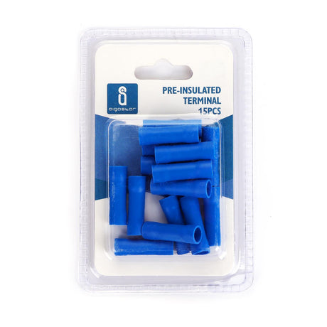 Stoß-/Schrumpfverbinder, isoliert, 15 Stk., 5,5 mm², 26 x 3,4 x 3,4 mm, blau.