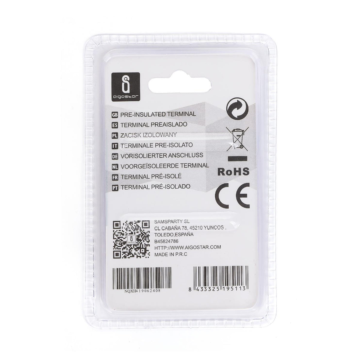 Stoß-/Schrumpfverbinder, isoliert, 15 Stk., 5,5 mm², 26 x 3,4 x 3,4 mm, rot.