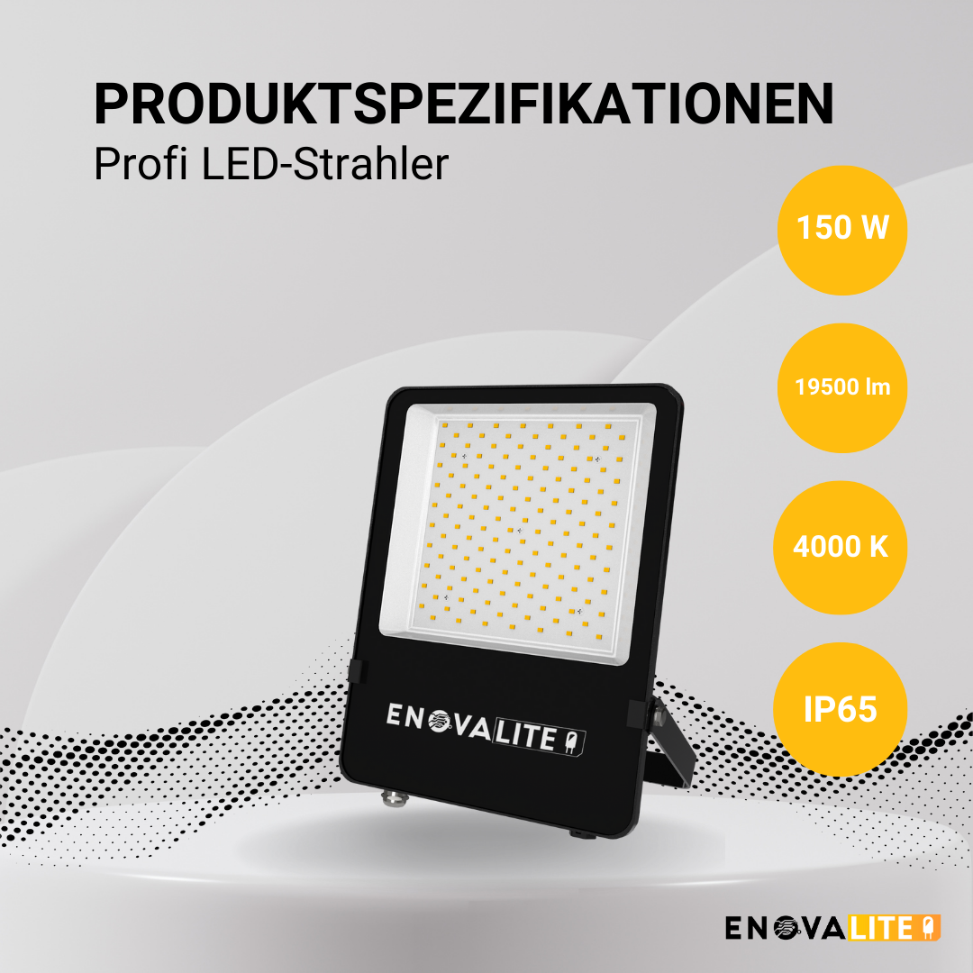 LED-Fluter, 150 W, 4000 K (neutralweiß), 19500 lm, schwarz, IP65, LUMILEDS LED.