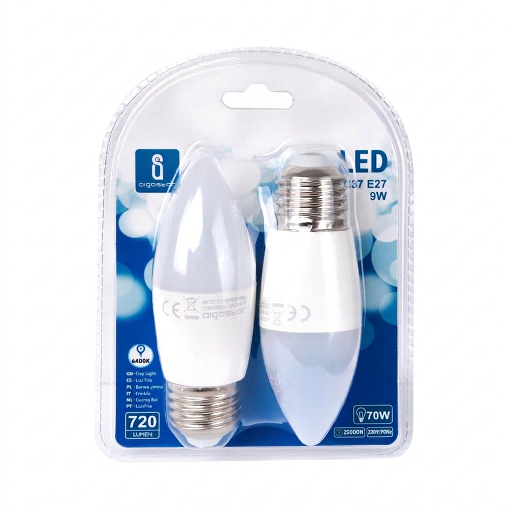 LED Leuchtmittel, E27, 9 W, 840 lm, 6500 K, 2er