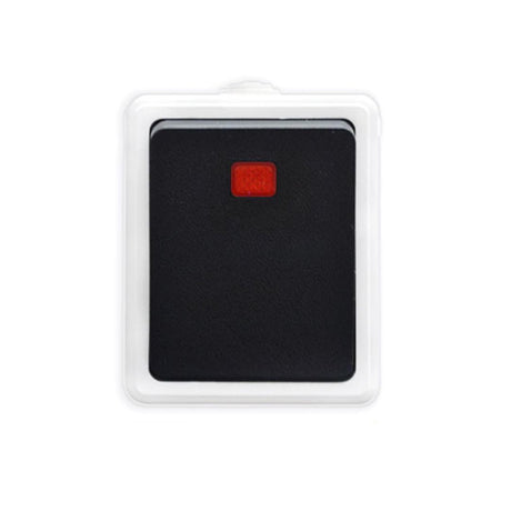 Klingeltaster mit Kontrollleuchte, 10 A, 250 V, IP54, grau.