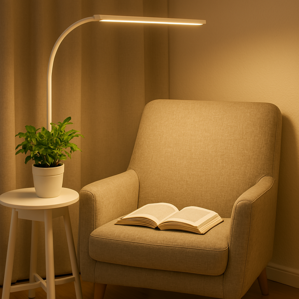 LED-Schreibtischlampe, Doppelkopf, in Weiß, dimmbar, 5 Farbtemperaturstufen, 24 W, 800 lm, klemm- und verstellbare Monitorlampe.