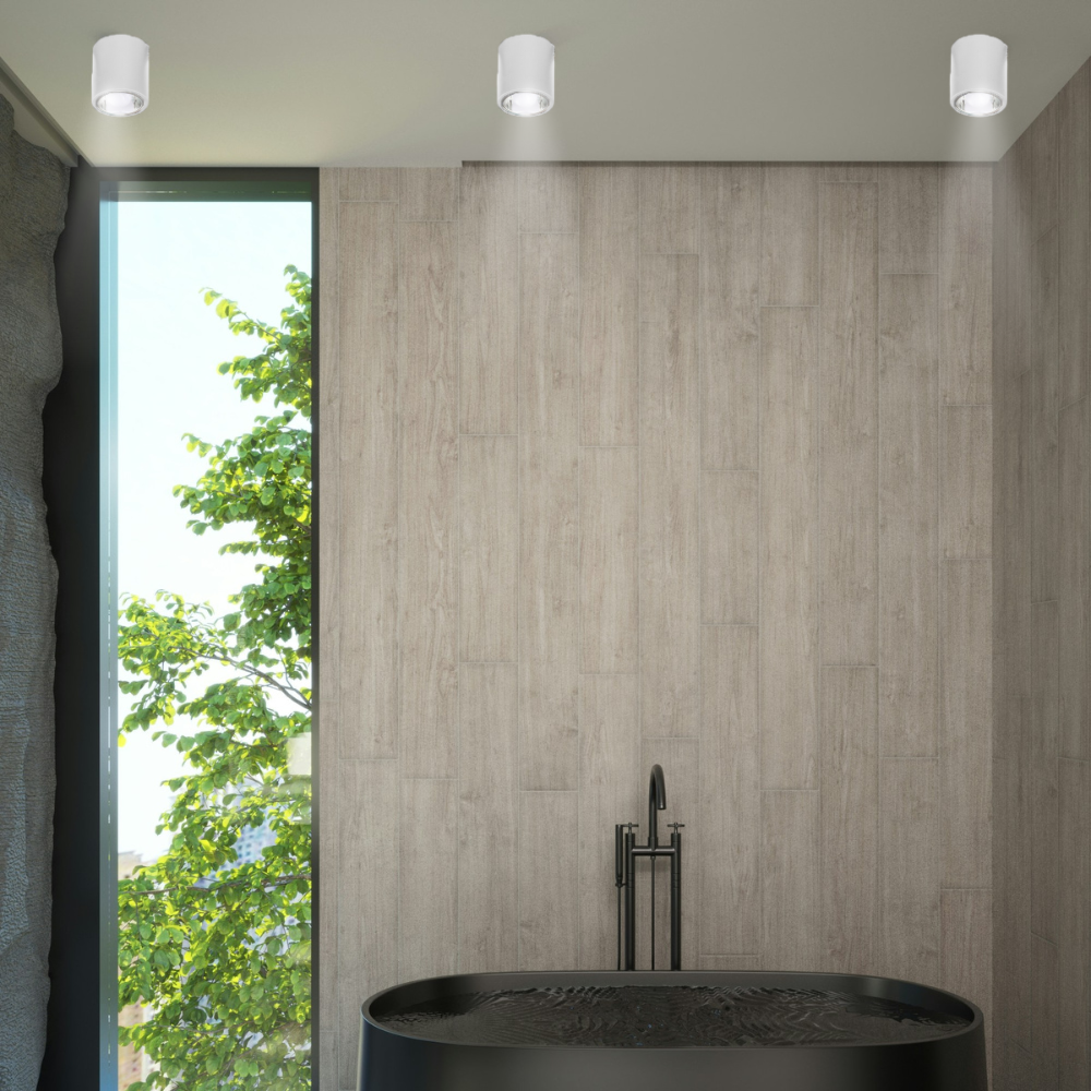 8er Set Aufbauspot für GU10- /MR16-Leuchtmittel, rund, 45° schwenkbar, weiß.