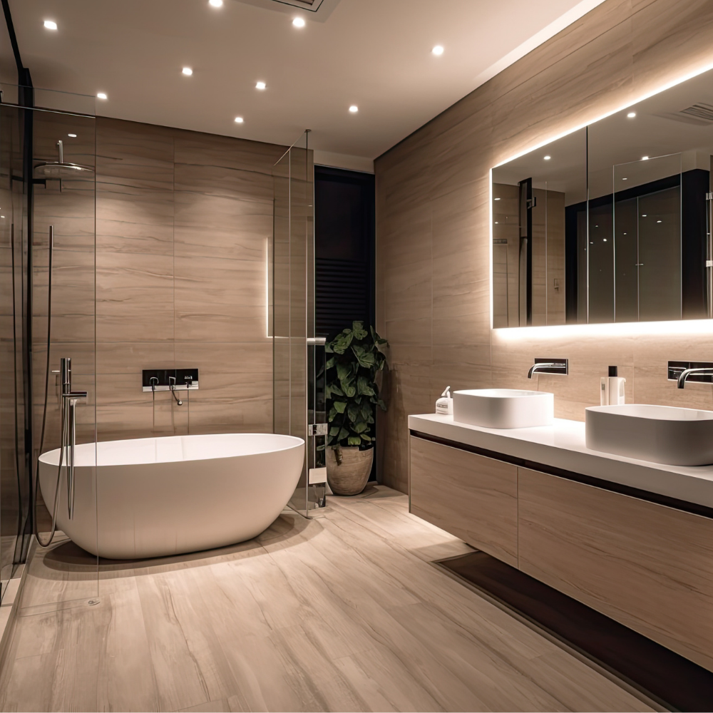 6er Set LED CCT Downlight, dimmbar, 18W, 1880lm, ø220x32mm, 3000-4000-6000K einstellbar, mit Diffusor, IP44, rund.