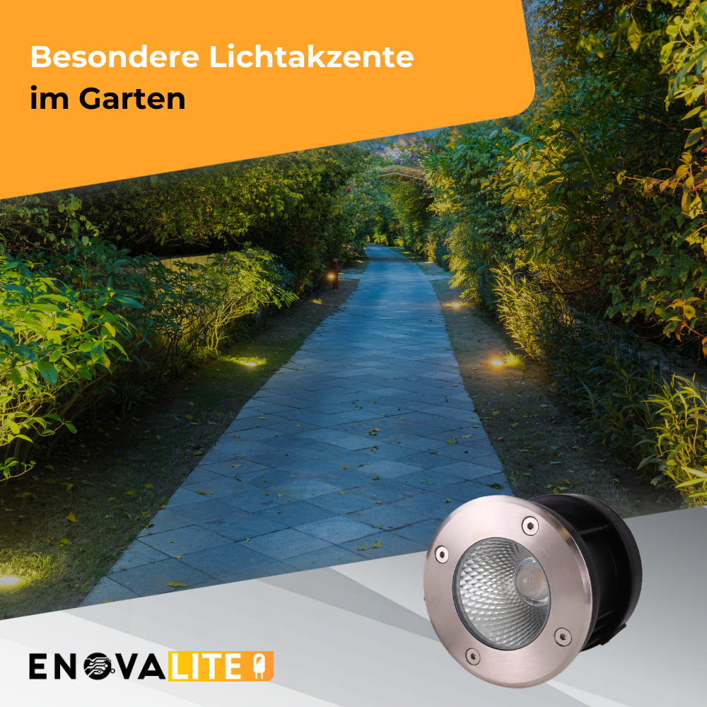 6er Set LED Bodeneinbaustrahler, 7 W, 490 lm, 3000 K (warmweiß), Chromoptik, Edelstahl und Aluminiumdruckguss, EPISTAR.