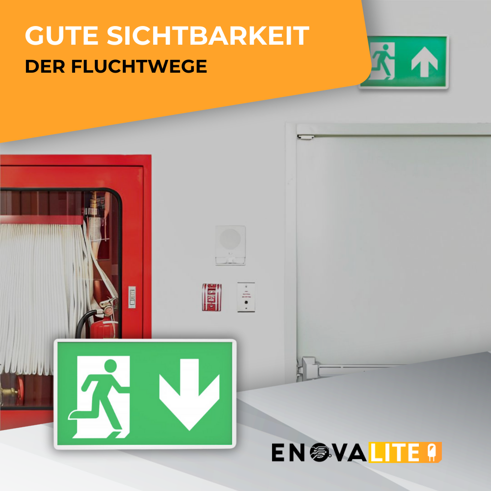2er Pack LED-Fluchtwegleuchte, Notausgang mit Notstromeinheit, Anti Panik Licht, TEST-Funktion, Wandmontage.