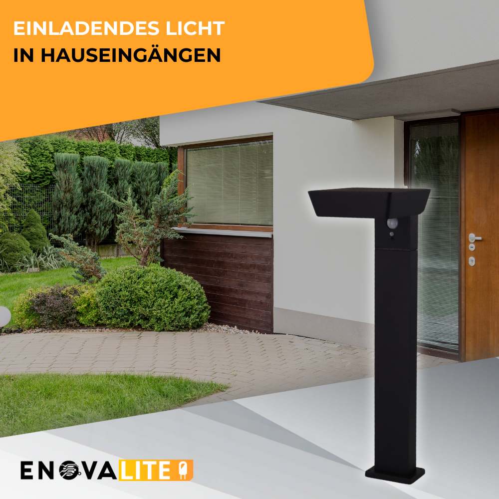 Solar Wegeleuchte mit PIR Sensor, eckig, 3000 K (warmweiß), 12 Stunden Leuchtzeit, 3 Lichtmodi, IP54-Wasserdicht, aus hochwertigem Aluminium.