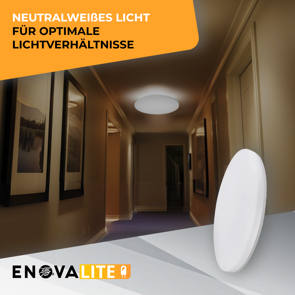 LED Aufbauleuchte, 18W, 1880 lm, 4000K, ø220x50mm, IP54.
