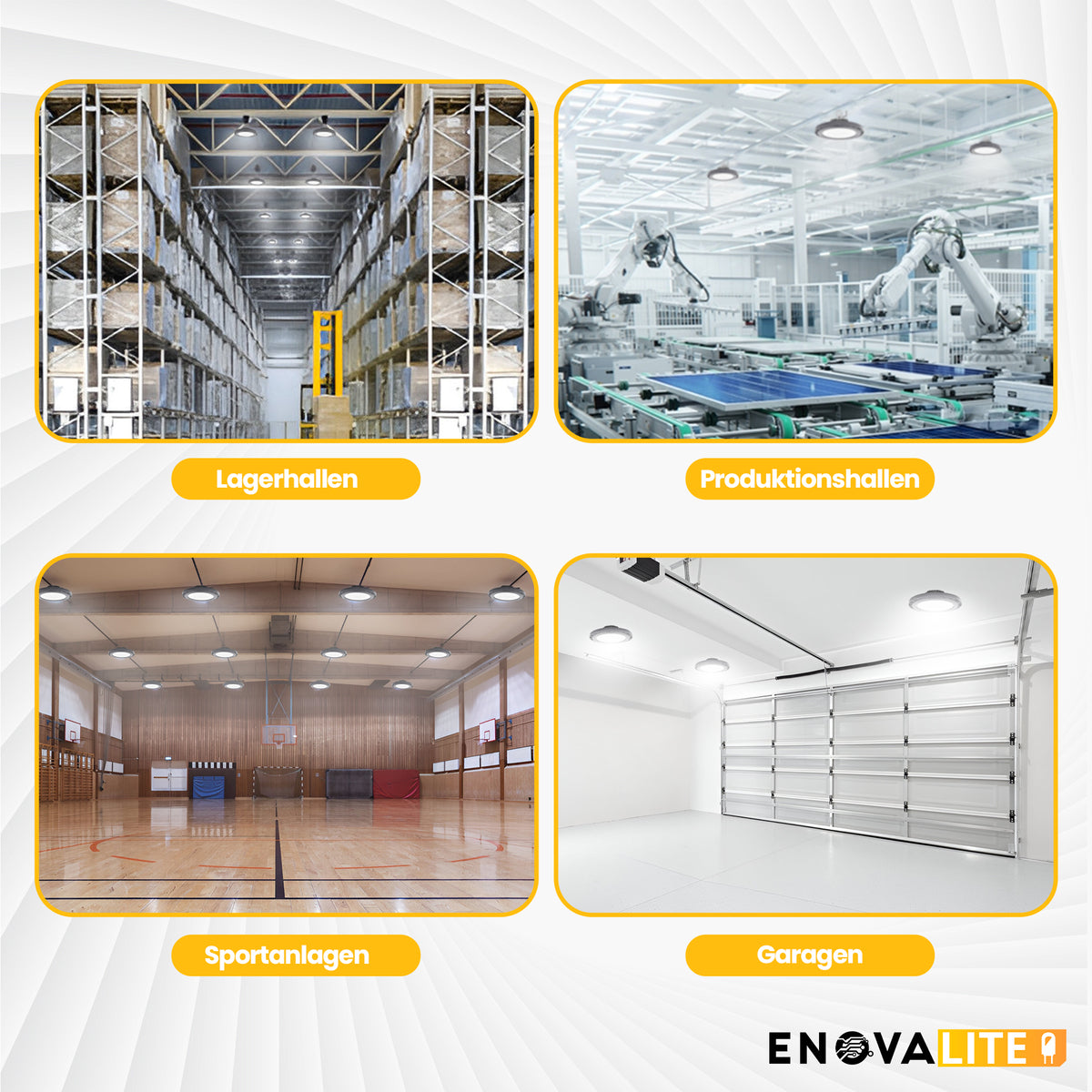 LED-HighBay, UFO, 150 W, 25500 lm, 5000 K (neutralweiß), IP65, IK06,  hochenergieeffizient.