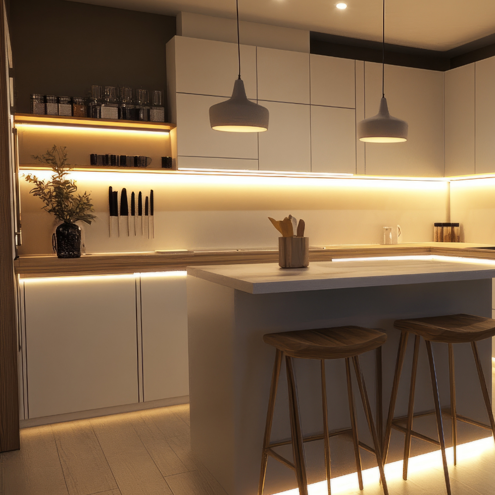 LED-Unterbauleuchte in Weiß, mit Schalter, 57 cm, 8 W, 720 lm, 4500 K (neutralweiß), erweiterbar, Küchen- und Schrankbeleuchtung.
