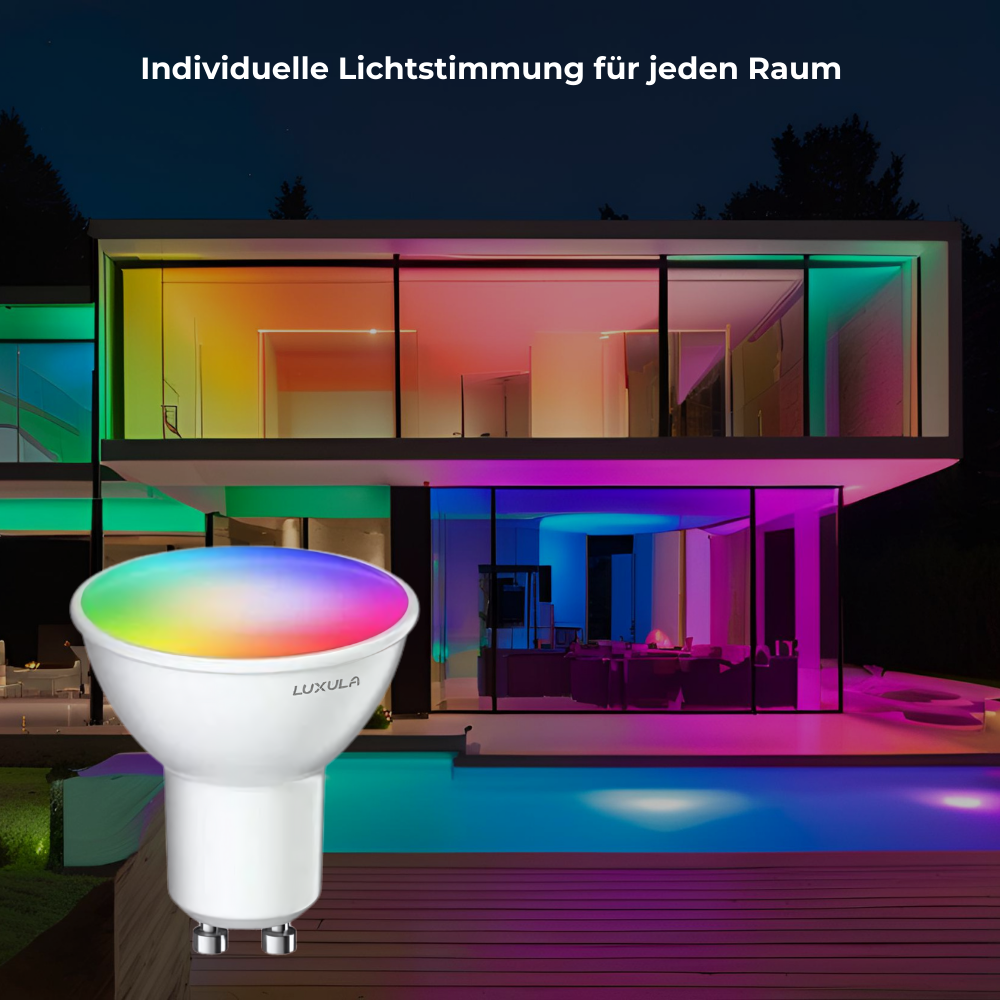 LED RGB+CCT Leuchtmittel, GU10, MR16, 5W, 387lm, SMART, Tuya App steuerbar.