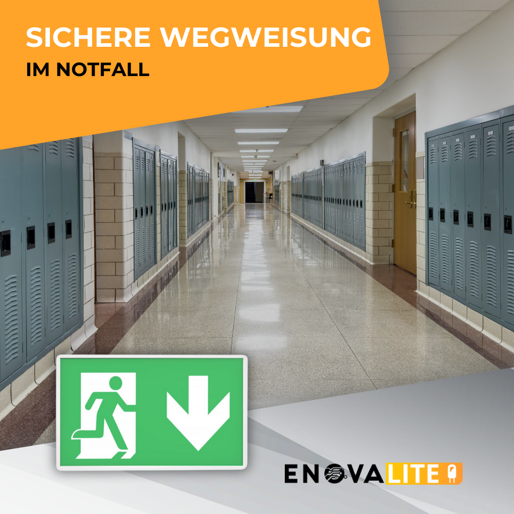 LED-Fluchtwegleuchte mit Fernbedienung, Notausgang mit Notstromeinheit, Anti Panik Licht, TEST-Funktion, Wandmontage.