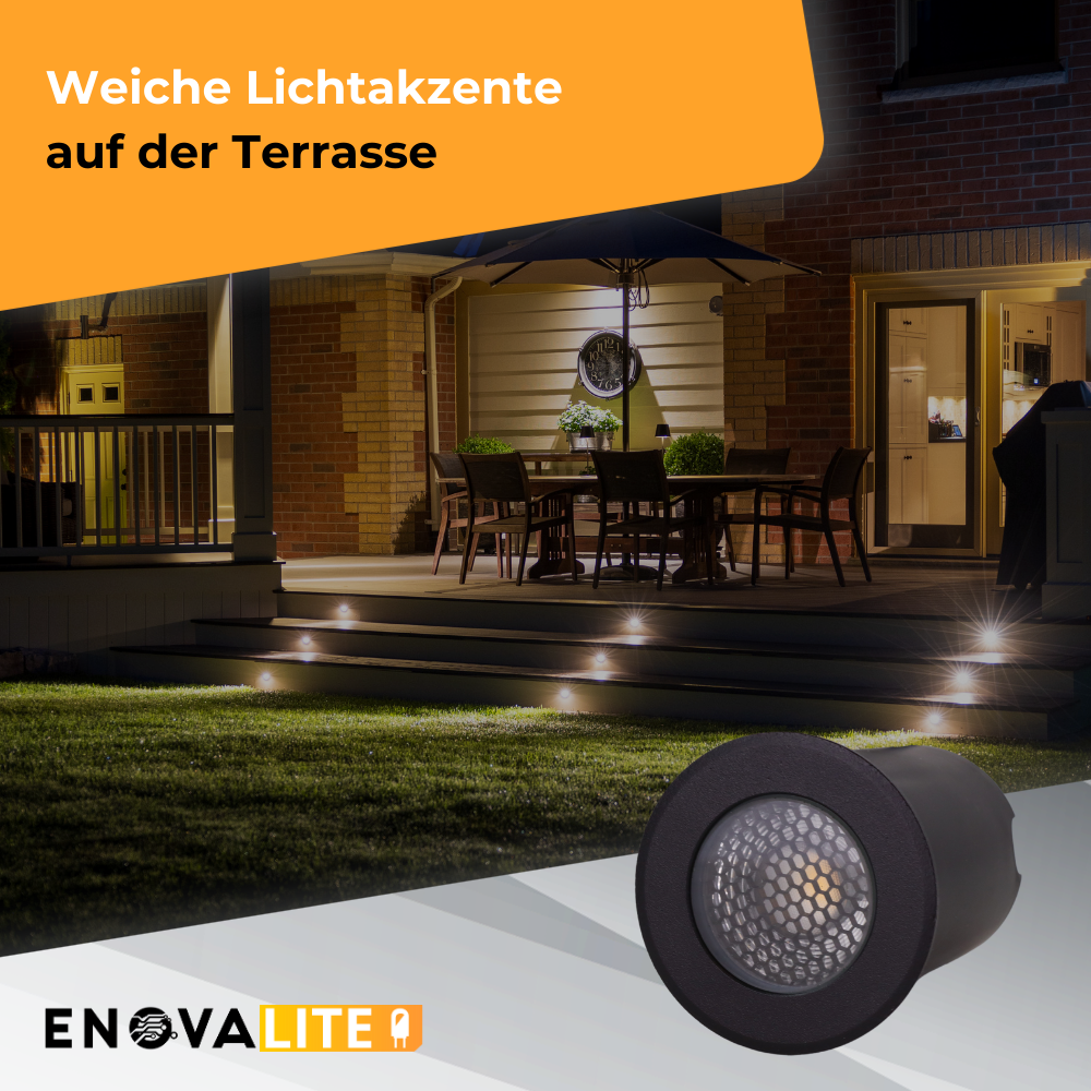 2er Set LED Bodeneinbaustrahler, Ø 65 x 80 mm, 5 W, 300 lm, 3000 K (warmweiß), schwarz, Aluminiumdruckguss, EPISTAR.