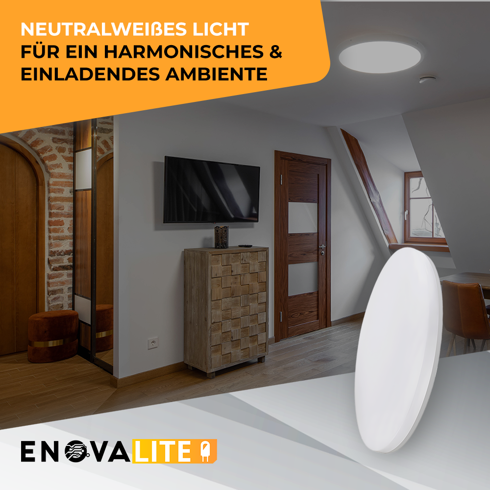 LED Aufbauleuchte, 30W, 3225 lm, 4000K, ø330x50mm, IP54.