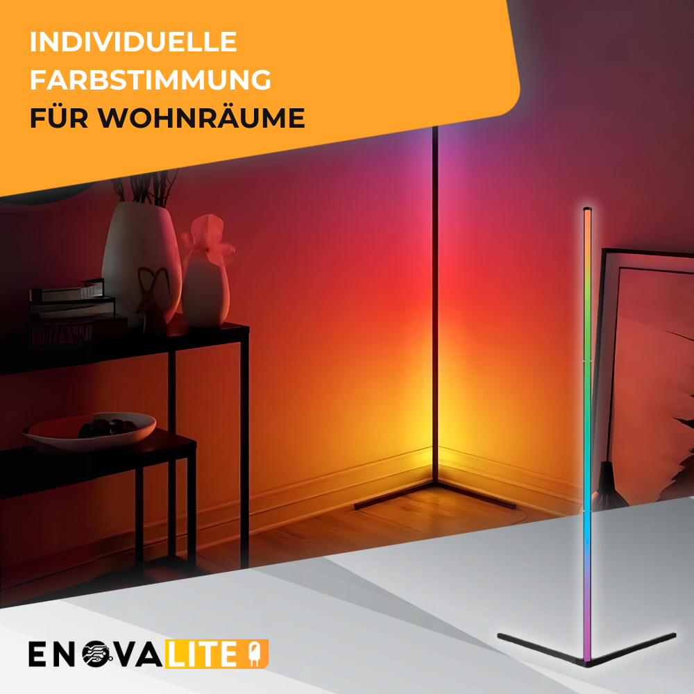 LED Stehlampe in RGB Farben, Eckleuchte mit Fernbedienung, 12 W, 12 V, schwarz, RGB-IC.