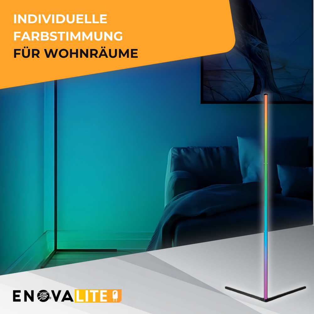 LED Stehlampe in RGB Farben, Eckleuchte mit Fernbedienung, 12 W, 12 V, schwarz, RGB-IC.