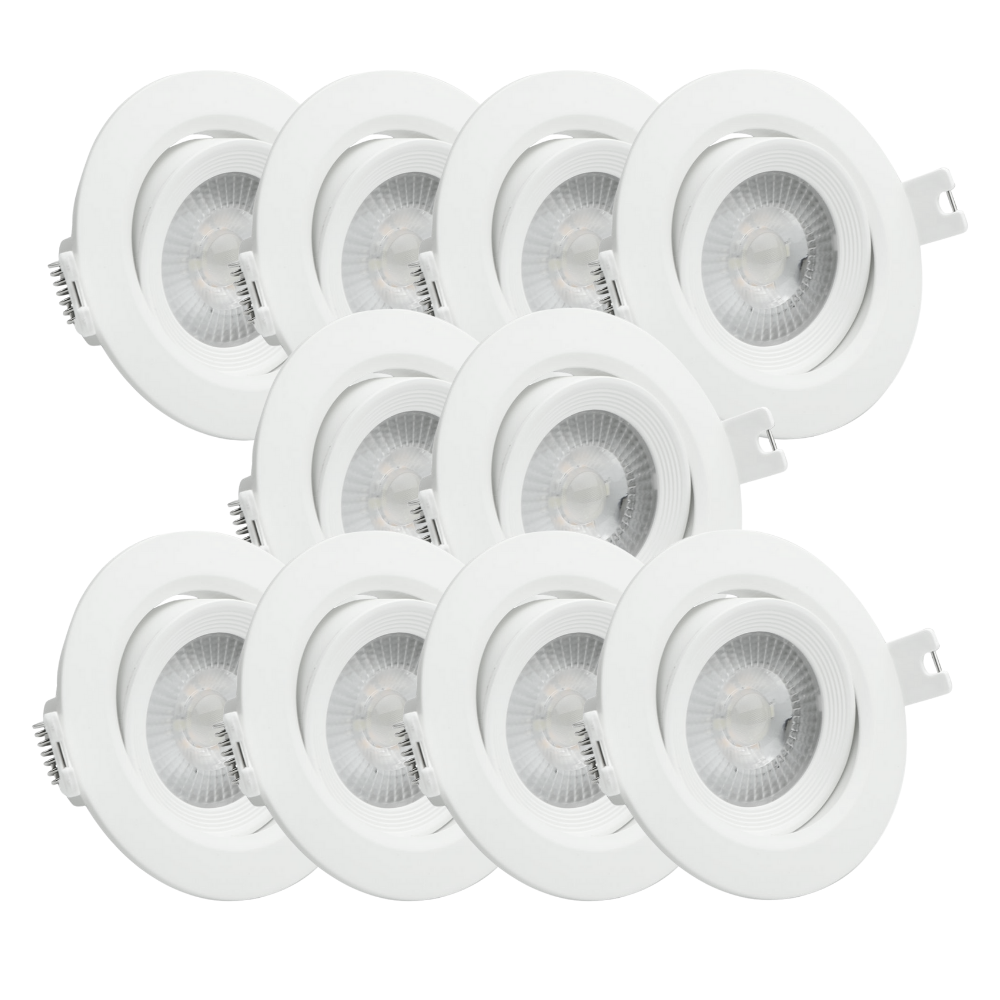 10er Set LED CCT Downlight schwenkbar, 7W, 718lm, 38°, IP44, 3000K-4000K-6000K einstellbar.