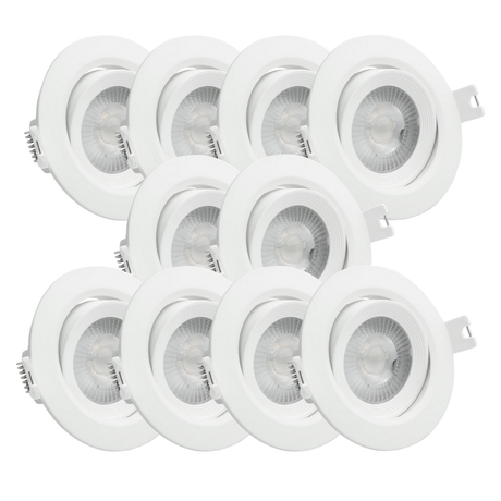 10er Set LED CCT Downlight schwenkbar, 7W, 718lm, 38°, IP44, 3000K-4000K-6000K einstellbar.