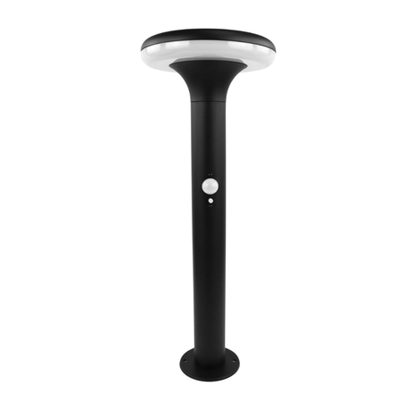 Solar Wegeleuchte mit PIR Sensor, rund, 3000 K (warmweiß), 12 Stunden Leuchtzeit, 3 Lichtmodi, IP54-Wasserdicht, aus Aluminium.