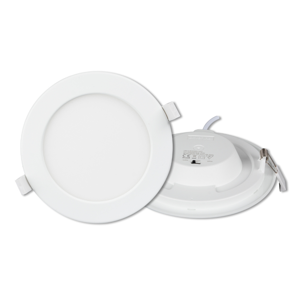 LED CCT Downlight, 18W, 1880lm, ø220x32mm, 3000-4000-6000K einstellbar, mit Diffusor, rund.