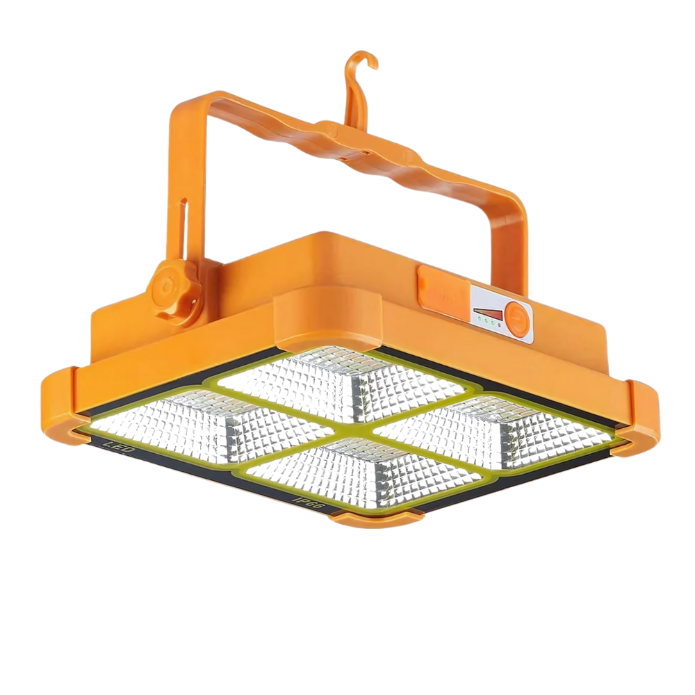 Solar Baustrahler mit Akku, CCT, 6 Std.Leuchtzeit, USB In- & Output, IP65, Magnet- & Hängefunktion.