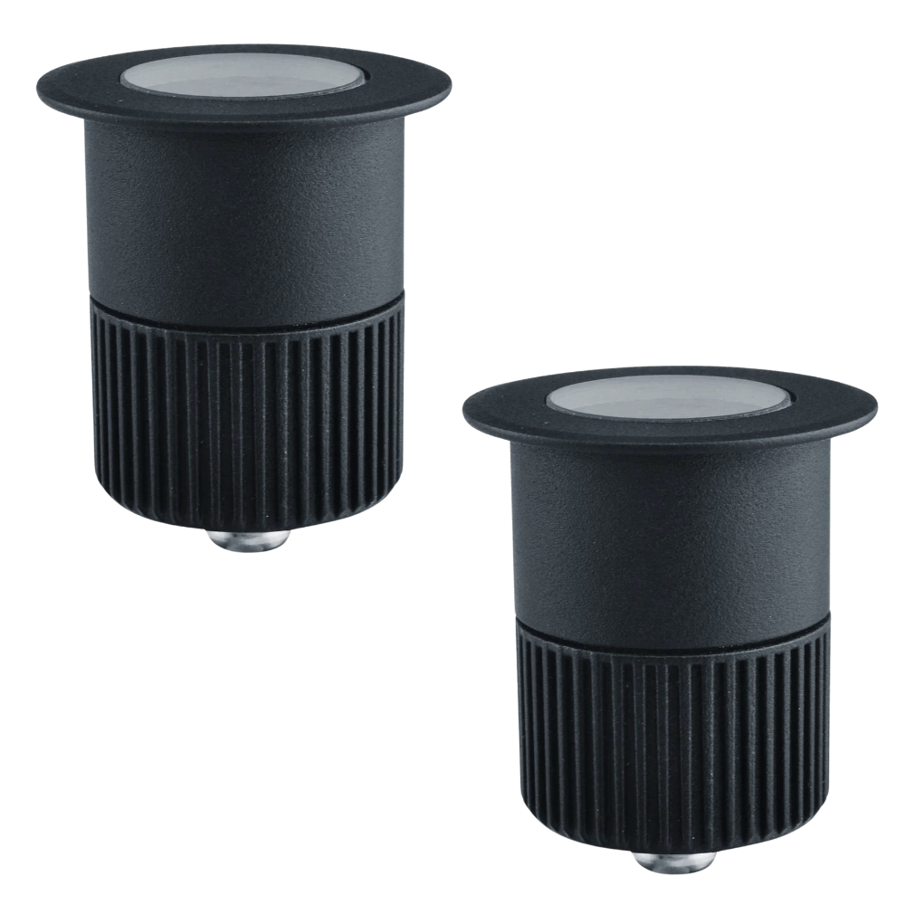 2er Set LED Bodeneinbaustrahler, Ø 65 x 80 mm, 5 W, 300 lm, 3000 K (warmweiß), schwarz, Aluminiumdruckguss, EPISTAR.
