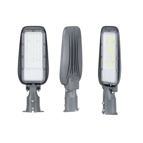 LED Straßenleuchte, 30 W, 3000 K (warmweiß), 3000 lm, grau, IP65, Wand- und Mastmontage.