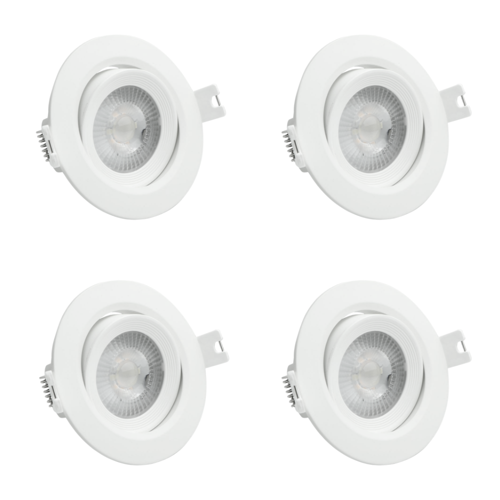 4er Set LED CCT Downlight schwenkbar, 7W, 718lm, 38°, IP44, 3000K-4000K-6000K einstellbar