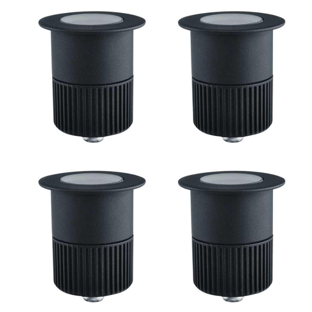 4er Set LED Bodeneinbaustrahler, Ø 65 x 80 mm, 5 W, 300 lm, 3000 K (warmweiß), schwarz, Aluminiumdruckguss, EPISTAR.