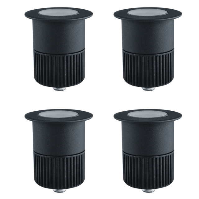 4er Set LED Bodeneinbaustrahler, Ø 65 x 80 mm, 5 W, 300 lm, 3000 K (warmweiß), schwarz, Aluminiumdruckguss, EPISTAR.