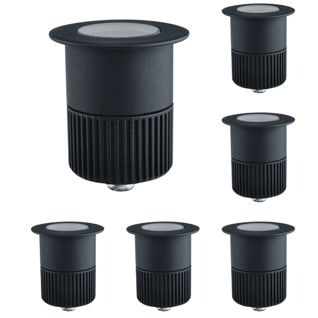 6er Set LED Bodeneinbaustrahler, Ø 65 x 80 mm, 5 W, 300 lm, 3000 K (warmweiß), schwarz, Aluminiumdruckguss, EPISTAR.