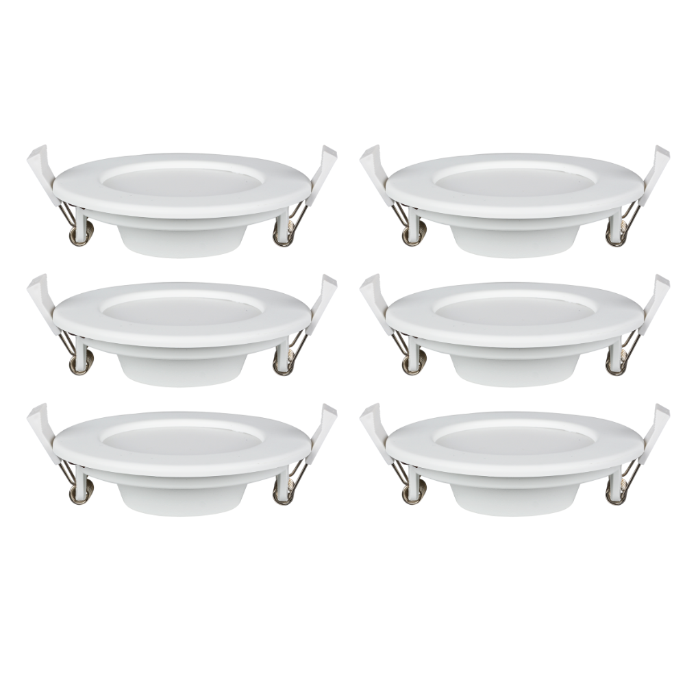 6er Set LED CCT Downlight, 6W, 525 lm, ø115x32mm, 3000-4000-6000K einstellbar, mit Diffusor, rund.
