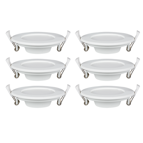 6er Set LED CCT Downlight, 6W, 525 lm, ø115x32mm, 3000-4000-6000K einstellbar, mit Diffusor, rund.