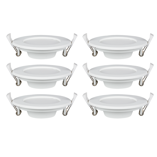6er Set LED CCT Downlight, 6W, 525 lm, ø115x32mm, 3000-4000-6000K einstellbar, mit Diffusor, rund.