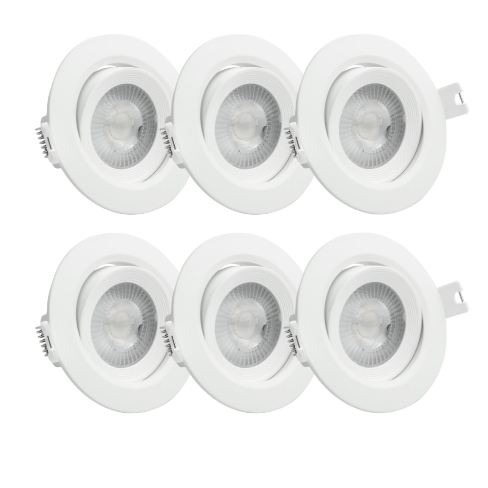 6er Set LED CCT Downlight schwenkbar, 7W, 718lm, 38°, IP44, 3000K-4000K-6000K einstellbar.