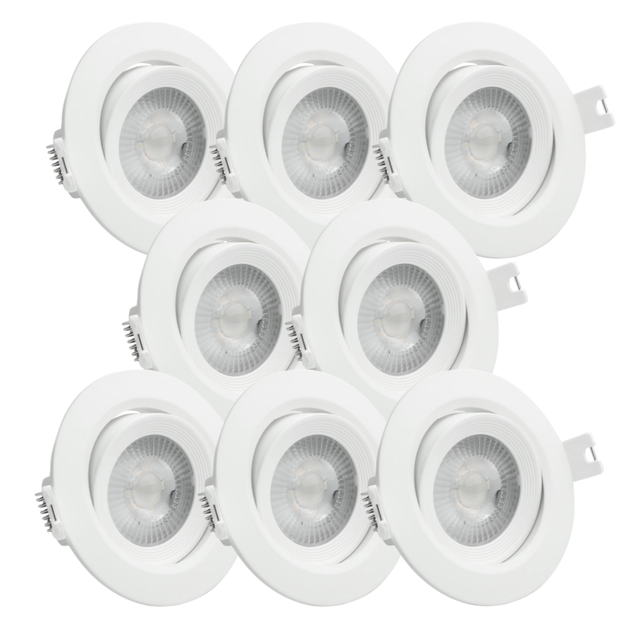 8er Set LED CCT Downlight schwenkbar, 7W, 718lm, 38°, IP44, 3000K-4000K-6000K einstellbar.